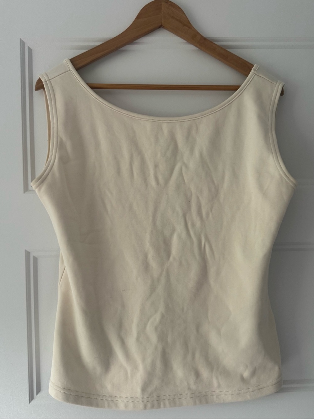 Boatneck Sleeveless Tank Top in Cream